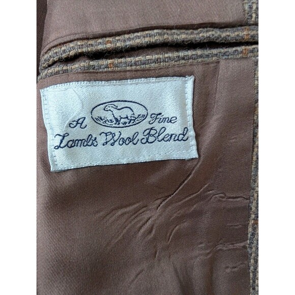 Vintage Brown Herringbone Lambs Wool Tweed Blazer Modern Prep Old Money Jacket - Picture 13 of 16